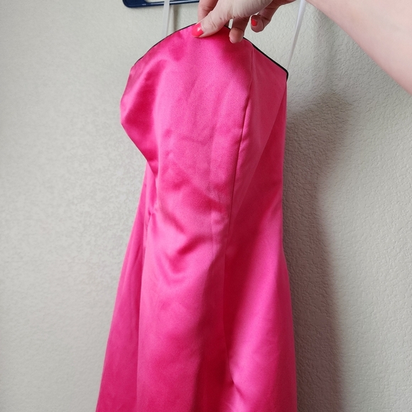 ZUM ZUM x VINTAGE Y2k fit flare maxi prom dress barbie pink black bows 7/8 - Picture 10 of 11